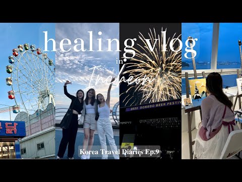 |Korea Travel Diaries Ep.9 🎨🎡| Healing vlog in Incheon- Painting cafe & festival w/ my mom!