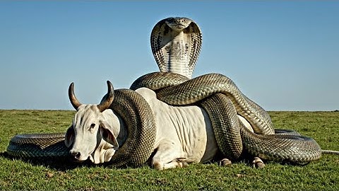 Heroic Rescue Team save a courageous white cow from the terrifying attack of a giant python