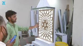 MDF jali Mandir में लगाएं आसानी से // ACP HPL ACRYLIC जली Cutting Details CNC Cutting Price