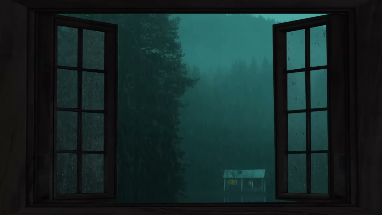 Heavy Rain Sounds on Window for Deep Sleep | Dark Screen Rain Ambience