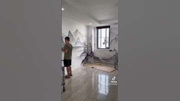 Vẽ tranh thuỷ mặc cho nhà hàng trung hoa.