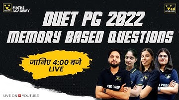 Memory Based Questions | DUET PG 2022 | Maths Academy