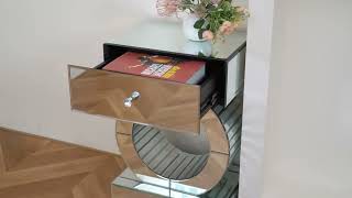 Unique Design Mirror Accent Silver Table Mirrored Dresser Nightstand Sets