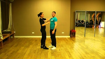 Zouk dance lessons. Beginners 2. 16.02.15. Big opening to the right (closed position).