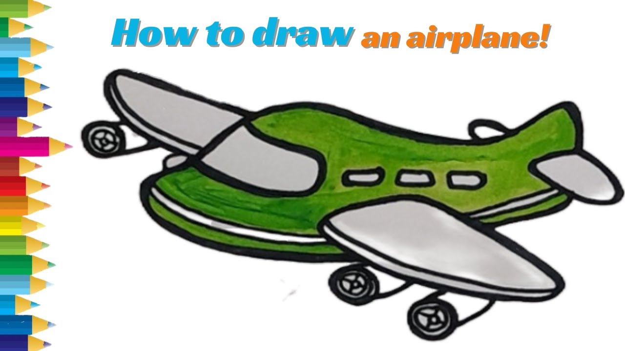 How to draw an airplane / Easy way to draw an airplane / Learn easy ...