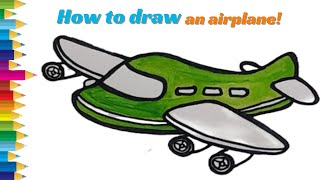 How to draw an airplane / Easy way to draw an airplane  / Learn easy drawing tutorials