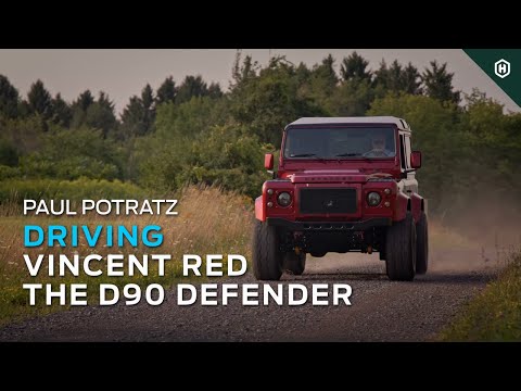 Driving Vincent Red the D90 Defender