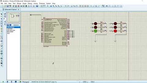 simulacion de un semaforo  en preteus con un PIC16F887