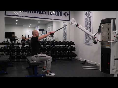 Seated High Angle Cable Face Pull with Band on Wrists