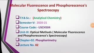 Phosphorimetry lecture no. 02