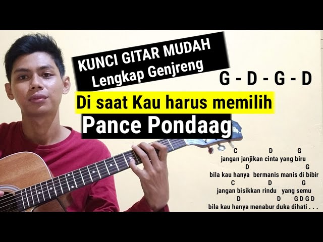 Chord Mudah - Di saat kau harus memilih - Pance Pondaag ( Tutorial kunci Gitar mudah ) class=