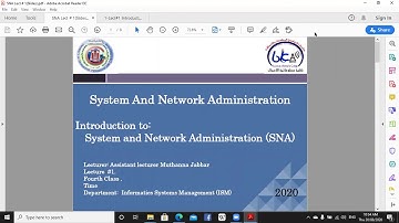 Systems and Networks Administration Lecture 1