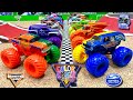 Toy diecast monster truck racing tournament  round 2  16 custom color craze monster jam trucks