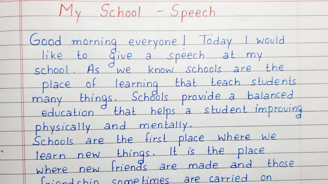 my school clean school speech writing
