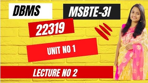 DMS-22319 Unit No -1 Lecture No:02 Database Management System