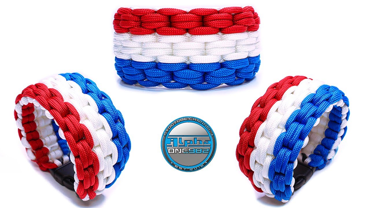 Bracelet Paracord Bleu & Rouge, En stock!