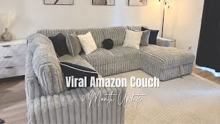 AMAZON Luxury Corduroy Fluffy Sectional Sleeper Sofa |  6 Month Update #luxury #homedecor #amazon