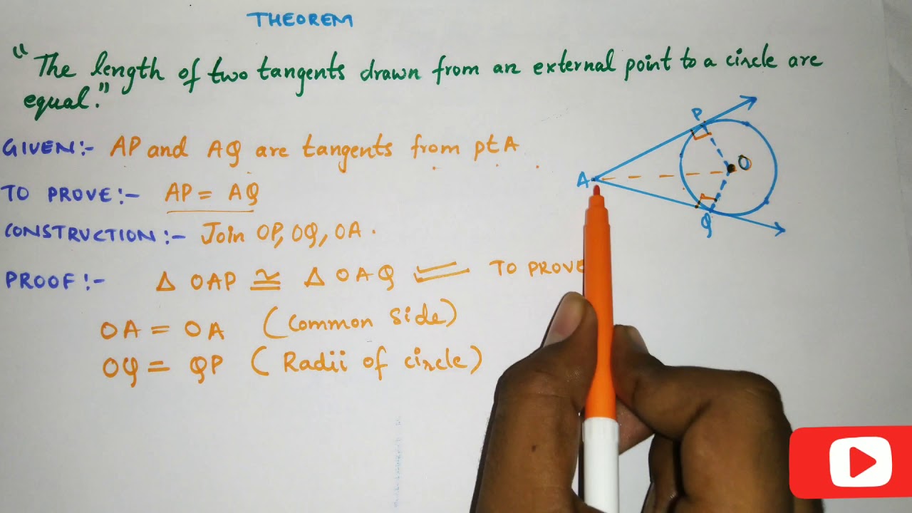Circles ch 10 class 10 theorem 10 2 mathspedia youtube