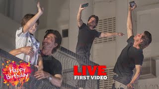 Shahrukh Khan with son Abram Khan at Mannat | LIVE | Srk 57th Birthday Celebration with Fans