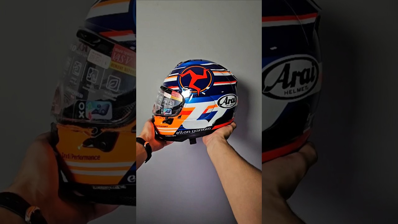 Capacete Arai RX-7V Evo Isle Of Man 2024 - Azul/Laranja/Vermelho
