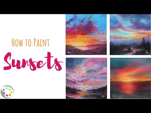 How to Paint Sunsets  Acrylic Painting Tutorial