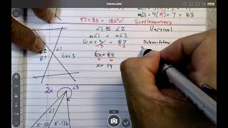 Solve for x Vertical Angles