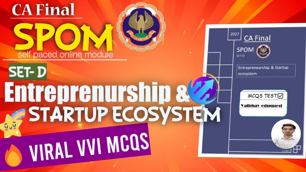 Spom Set D Entrepreneurship & Startup Ecosystem vvi Mcqs