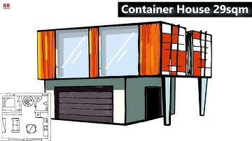 How to Draw a Tiny Shipping Container House w/ a Compact Garage  - 29.5sqm/318sqft