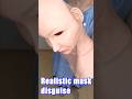 Disguised in a light blue dress and a realistic mask. #siliconemask #femalemask