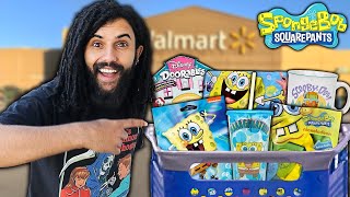 I Can't Believe How Much Spongebob Merch They Have At Walmart.. *Mr Krabs Shopping Challenge*