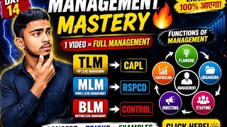 Day 14 🔥 | Levels &amp; Functions of Management | Mind Map Revision | BSTया