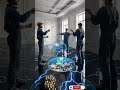 Amazing Blue Lighting Effects Epoxy Flooring ⚡😍 |#epoxyfloor #shorts #viral #trending