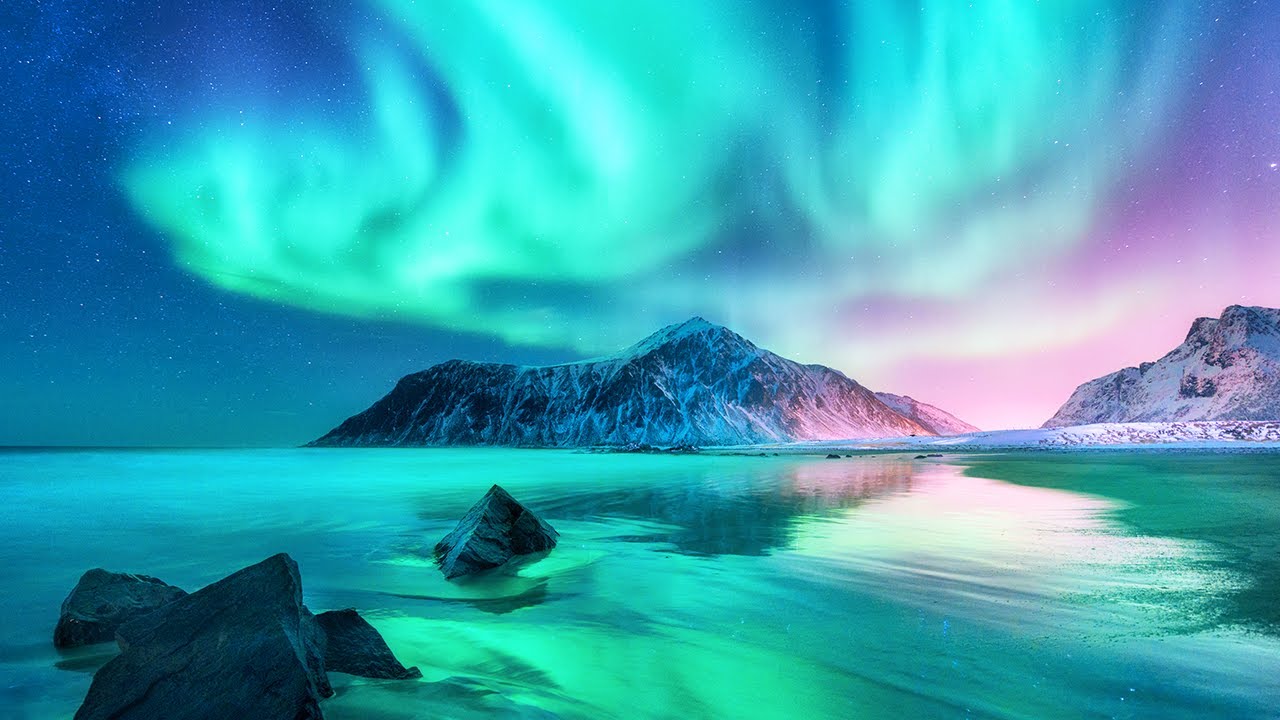 Aurora Borealis And Northern Lights   Relaxing Ambient Music for Sleep Study  Stress Relief