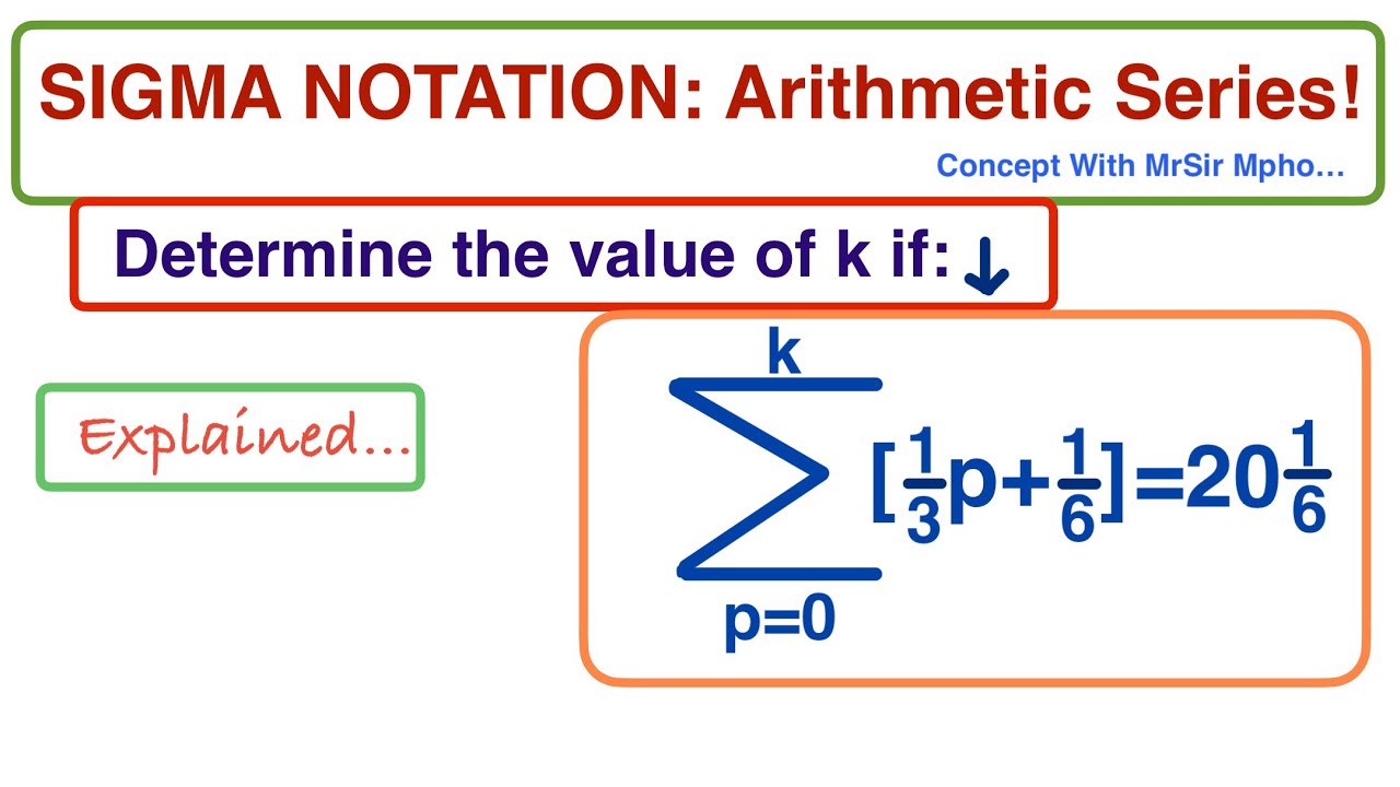 Grade 12 SIGMA NOTATION | SOLVING FOR p When Sum Is Given | Series ...