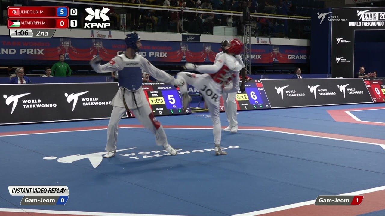224 QF M 58kg TUN JENDOUBI Mohamed JOR ALTARYREH Mahmoud | Paris 2022 World Taekwondo Grand-Prix