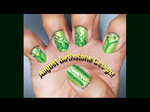 Peridot Nail Design for August - Easy Nail Art - Birthstone Series - YouTube