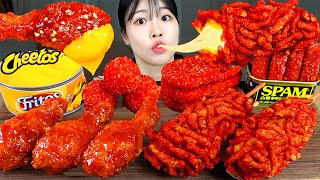 ASMR MUKBANG| 직접 만든 치토스 치즈 핫도그 양념치킨 스팸튀김 먹방 & 레시피 FRIED CHICKEN AND CHEETOS EATING