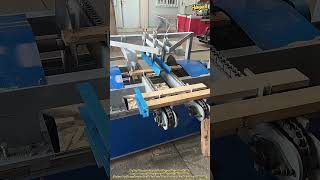 The Process Of Cutting Wood Blocks Into Smaller Sizes Using An Automatic Circular Saw Machine.