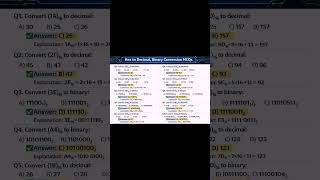Hex to Decimal, Binary conversion MCQ's.#coder #coding #computerscience #python #cpp #javascript #js