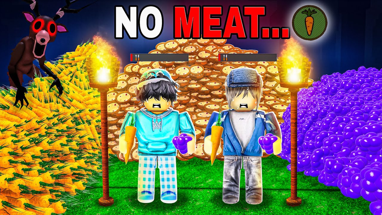 We Tried To Survive 99 NIGHTS without any meat.. 