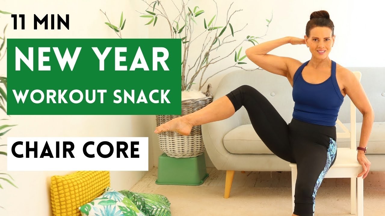 11 Min Chair Core Cardio Sculpt Workout | Day 18 New Year Workout Snack Series
