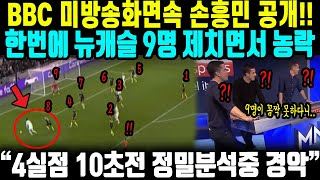 &quot;한번에 9명을 제쳤다고?&quot; 토트넘 4득점 10초전 정밀 분석하던 전문가들, 뉴캐슬 9명 꼼짝 못하게한 손흥민 깜짝트릭에 현지 초토화