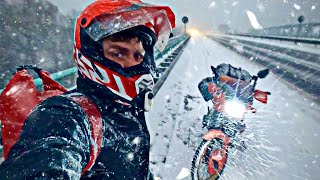Surviving BLIZZARD on German Autobahn with Motorcycle in Winter! (very close call) BLACK ICE! /28 screenshot 3