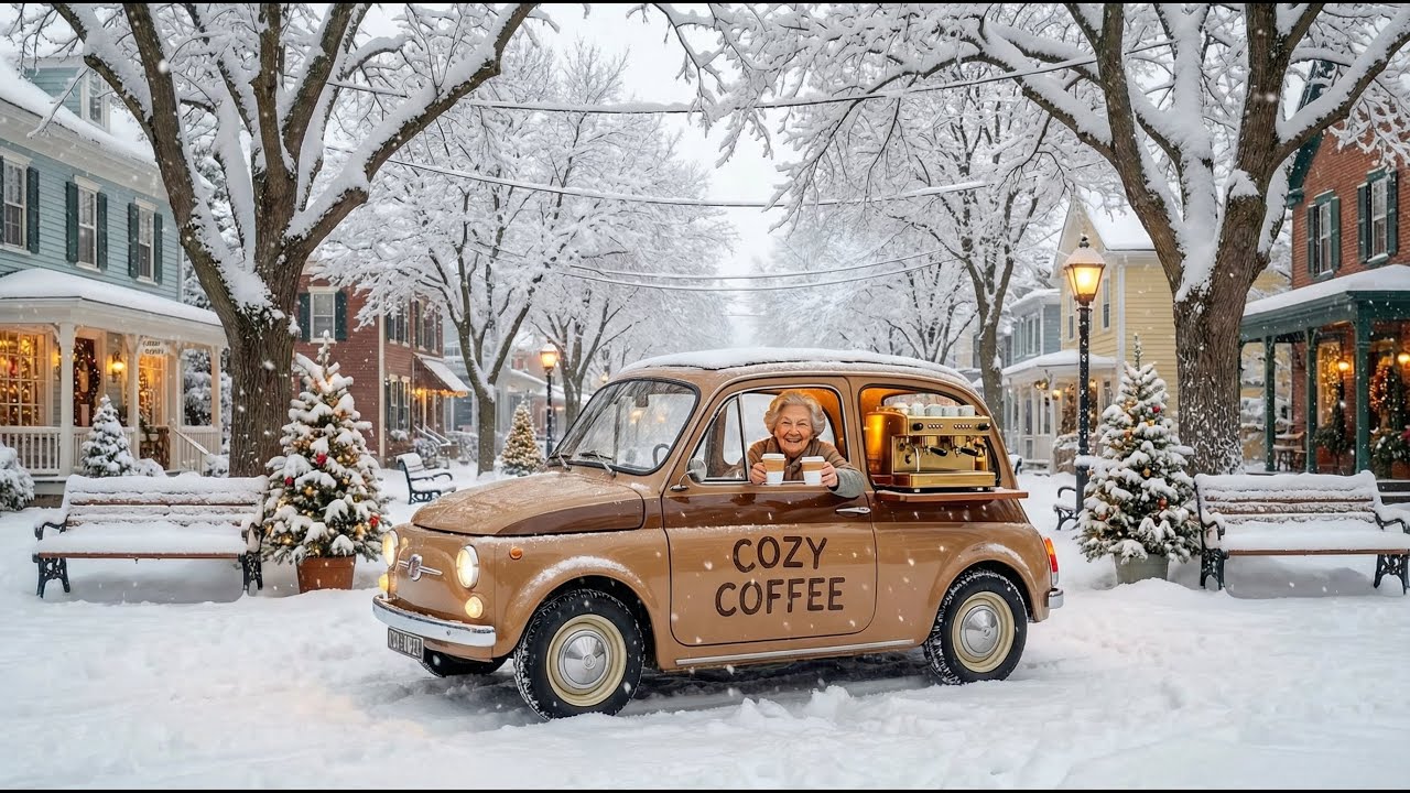 Winter Library Café Morning Jazz ☕❄️ Cozy Reading Ambience in a Snowy Town | Soft Jazz for Study ✨