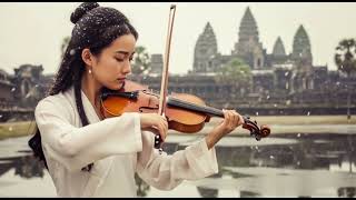 Sad Violin Instruments Only Night - 4K Video At Angkor Wat Temple