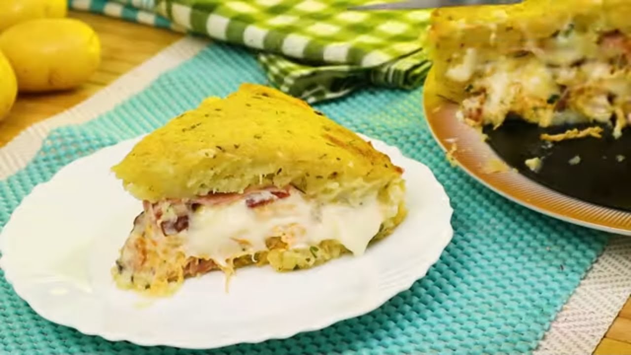 Como Fazer TORTA DE BATATA RECHEADA no FORNO - Sem FARINHA