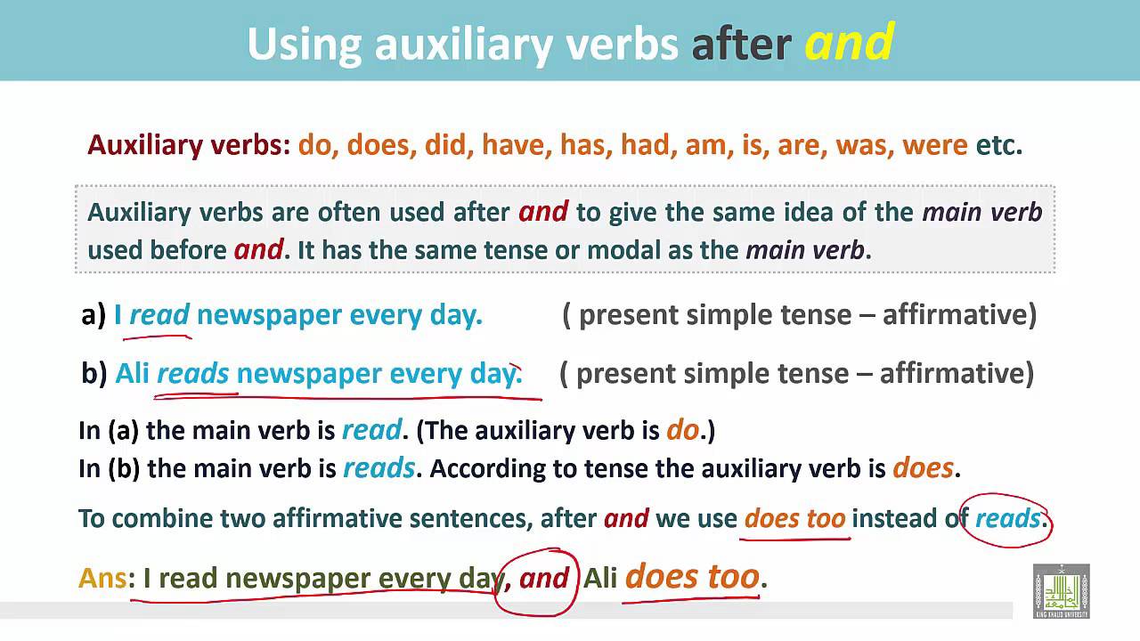 Grammar ( 2 ) - CH 8 - L7 : Using auxiliary verbs after ...