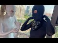 Two girl in zentai and stunning maskfunny behind the scenes 