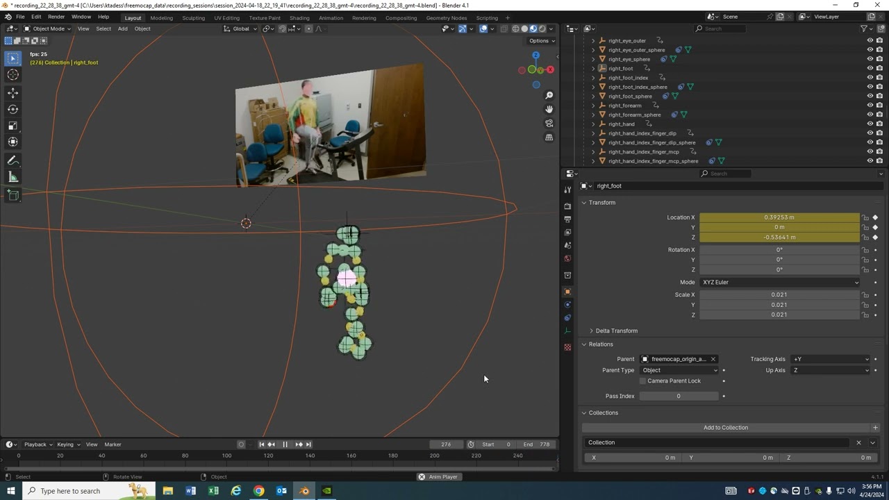FreeMoCap - Single Camera Blender Model