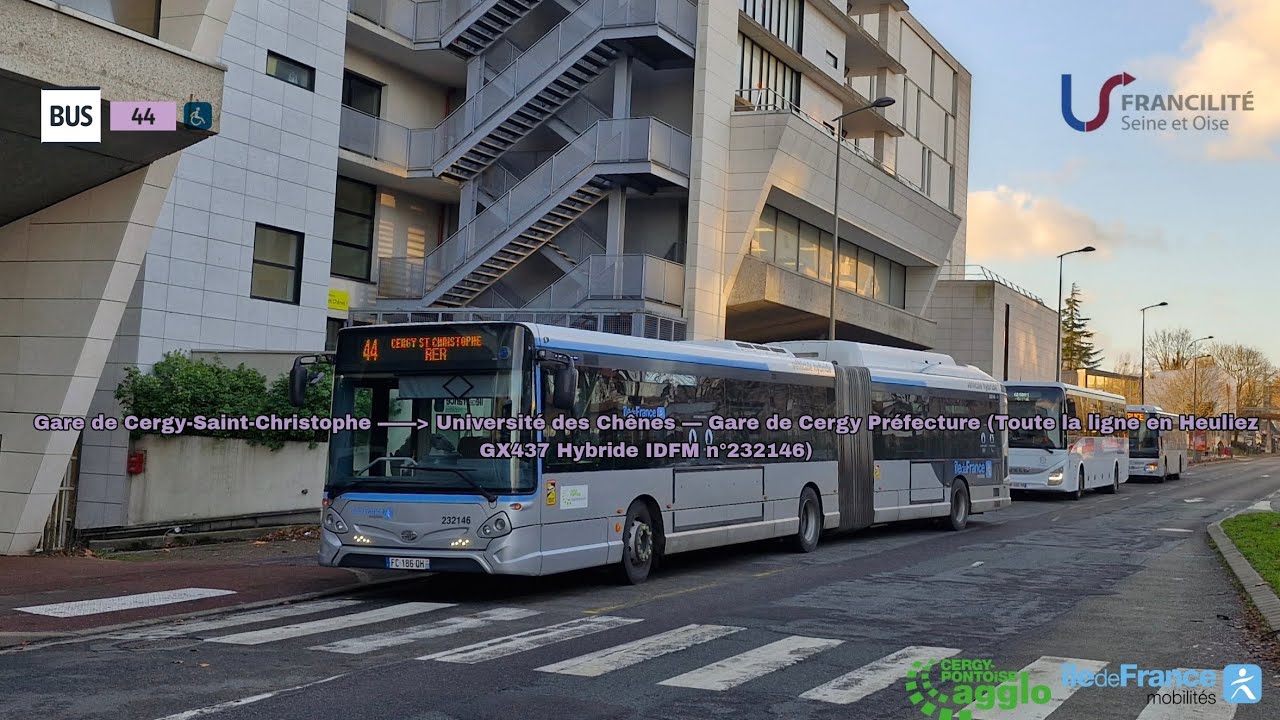 [Ligne 44 Francilité Seine & Oise] GX437 Hybride IDFM n°232146 – Cergy St-Christ. à Univ. des Chênes